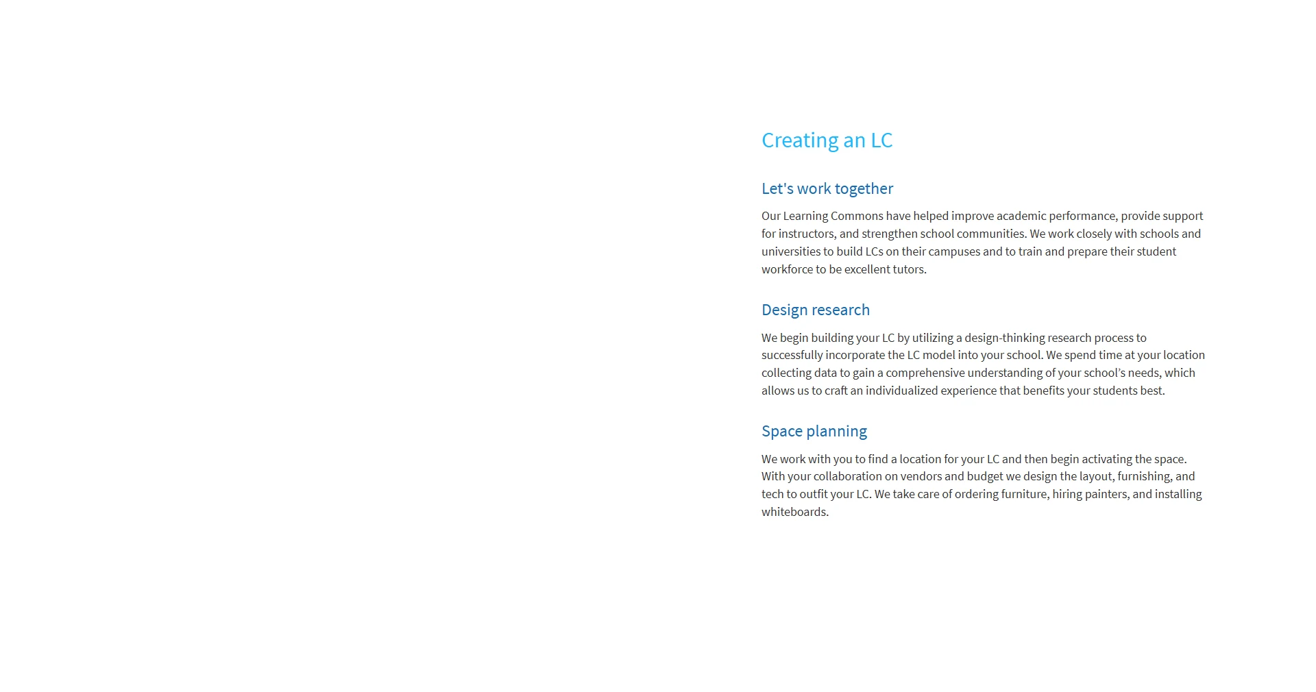 Creating a Learning Commons website section